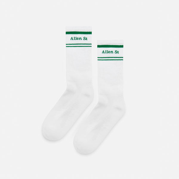 chaussettes de sport Allen St. blanches avec logo vert